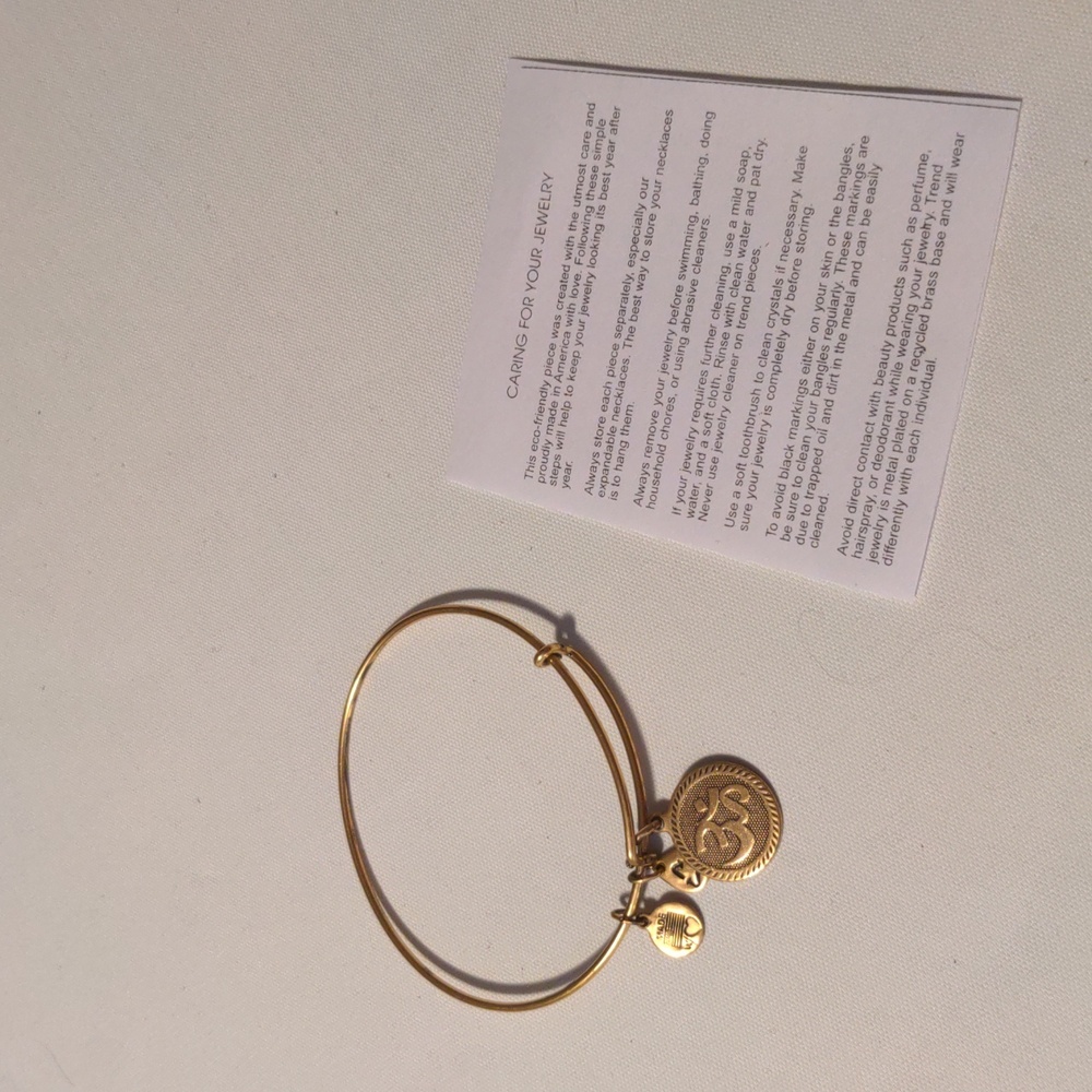 Alex and Ani Antique Gold Tone Om Bangle Bracelet